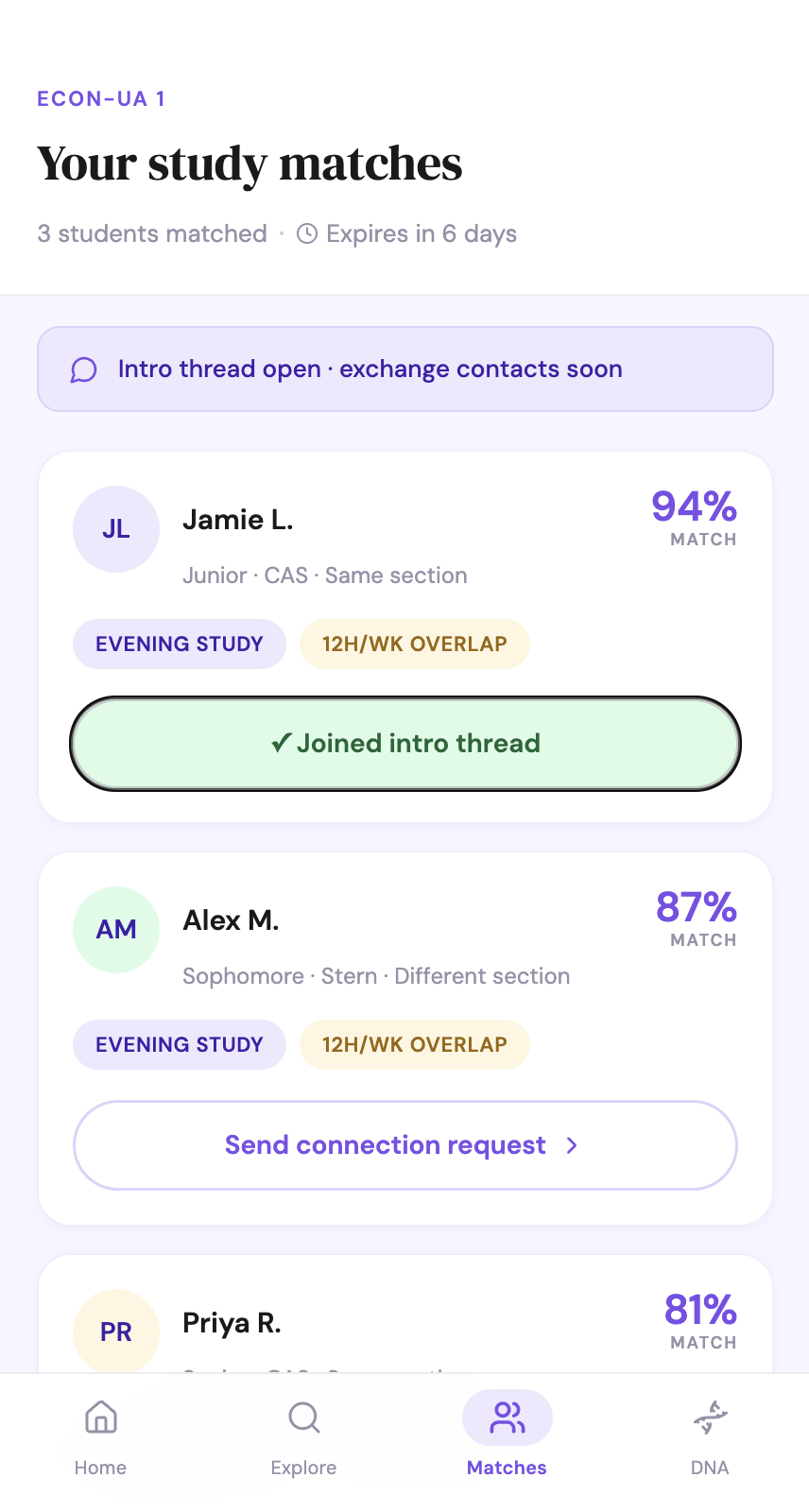Study matches screen